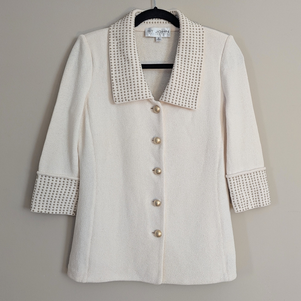 ST. JOHN Collection Golden Sequin Jacket Cardigan Top RT 08 / GRP 3, Size 2